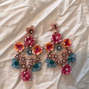 J. Crew floral flower statement earrings